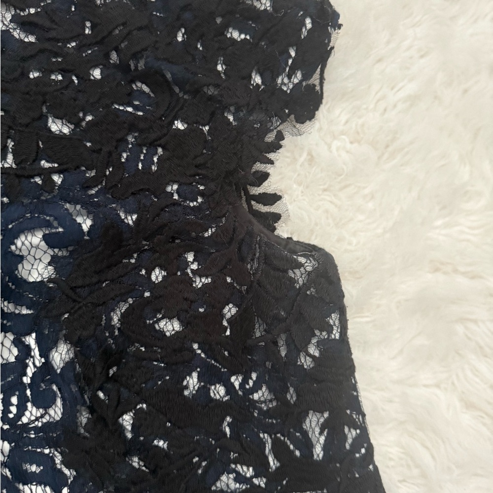 Tadashi Shoji Black and Navy Lace Midi Dress - Picture 6 of 11